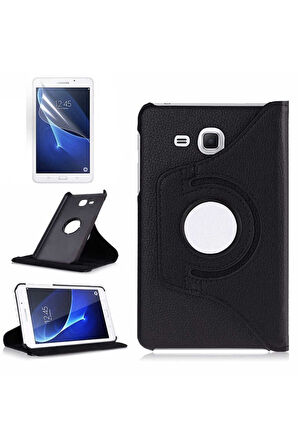 Samsung Galaxy Tab 4 T280 Uyumlu Zore Dönebilen Standlı Kılıf Siyah