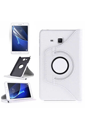 Samsung Galaxy Tab 4 T280 Uyumlu Zore Dönebilen Standlı Kılıf Beyaz