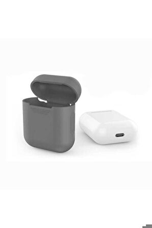 Apple Airpods Uyumlu Zore Standart Silikon Kılıf Gri