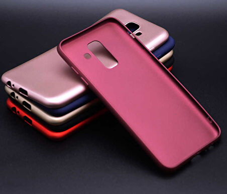 Samsung Galaxy J8 Uyumlu Kılıf Zore Premier Silikon Kapak Mürdüm