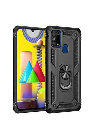 Samsung Galaxy M31 Uyumlu Kılıf Zore Vega Kapak Siyah