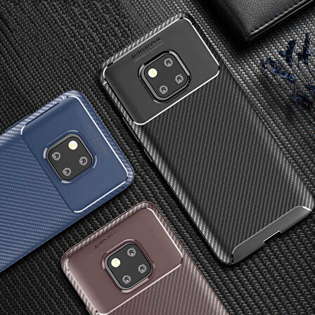 Huawei Mate 20 Pro Uyumlu Kılıf Zore Negro Silikon Kapak Kahverengi