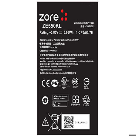 Asus Zenfone 2 Laser ZE550KL Zore Quality Batarya