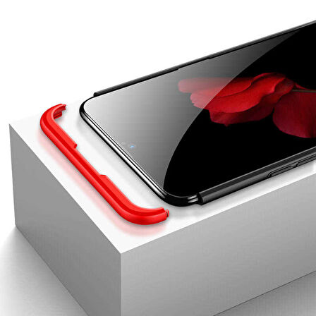Oppo AX7 Uyumlu Kılıf Zore Ays Kapak Siyah-Mavi