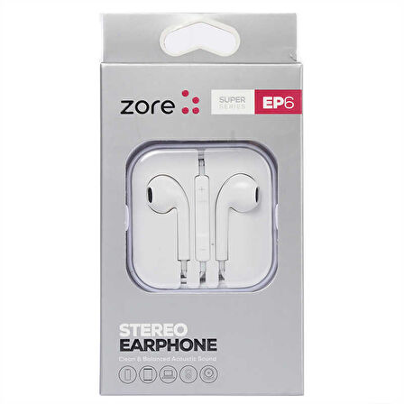 Zore EP6 Süper Seri 3.5mm Kulaklık Beyaz