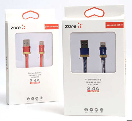 Zore Poro Lightning Usb Kablo 1M Gold-Kırmızı