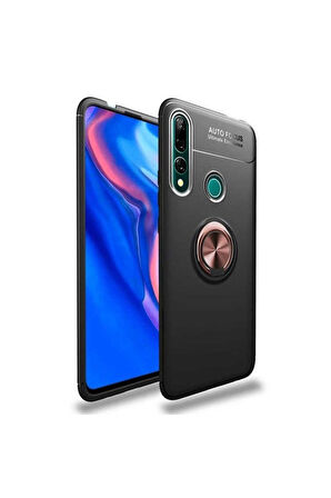 Huawei Y9 Prime 2019 Uyumlu Kılıf Zore Ravel Silikon Kapak Siyah-Rose Gold