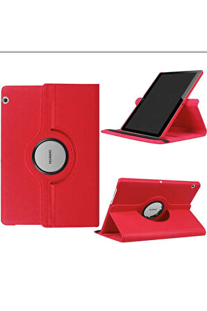 Huawei T3 10 inç Uyumlu Zore Dönebilen Standlı Kılıf Kırmızı