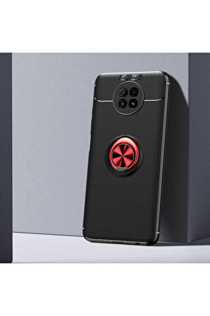 Xiaomi Redmi Note 9 5G Uyumlu Kılıf Zore Ravel Silikon Kapak Siyah-Kırmızı