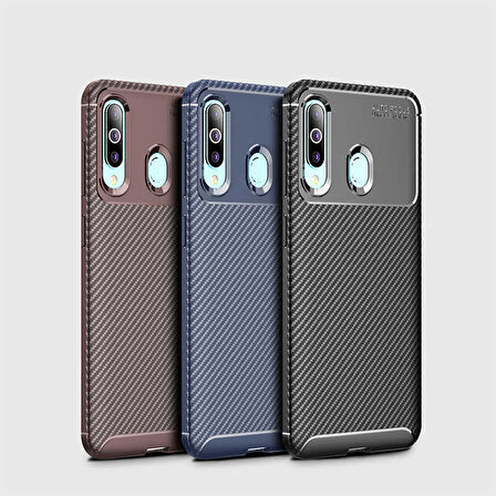 Samsung Galaxy A20S Uyumlu Kılıf Zore Negro Silikon Kapak Kahverengi