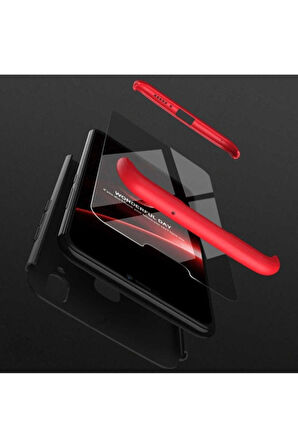 Huawei Y7 Prime 2019 Uyumlu Kılıf Zore Ays Kapak Siyah-Kırmızı