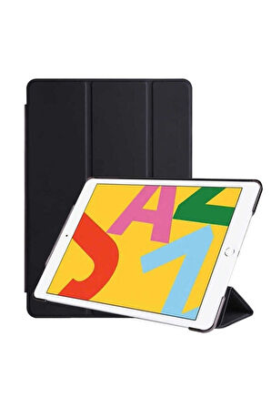 Apple iPad 10.2 (8.Nesil) Uyumlu Zore Smart Cover Standlı 1-1 Kılıf Siyah