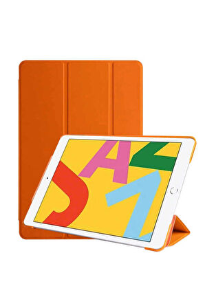 Apple iPad 10.2 (8.Nesil) Uyumlu Zore Smart Cover Standlı 1-1 Kılıf Turuncu