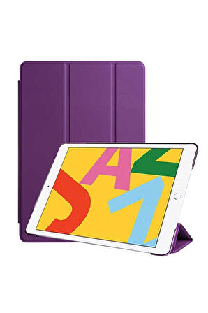 Apple iPad 10.2 (8.Nesil) Uyumlu Zore Smart Cover Standlı 1-1 Kılıf Mor