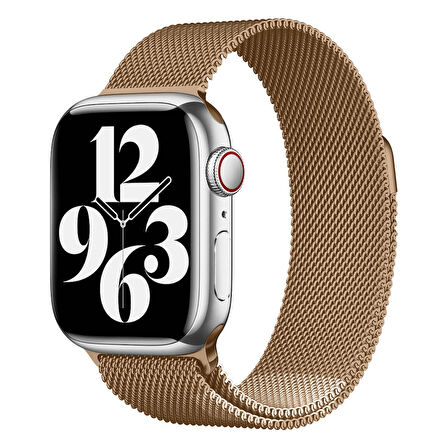 Apple Watch 38mm Uyumlu Kordon Hasır Metal Mıknatıslı Örgü Zore KRD-01 Kayış Rose Gold