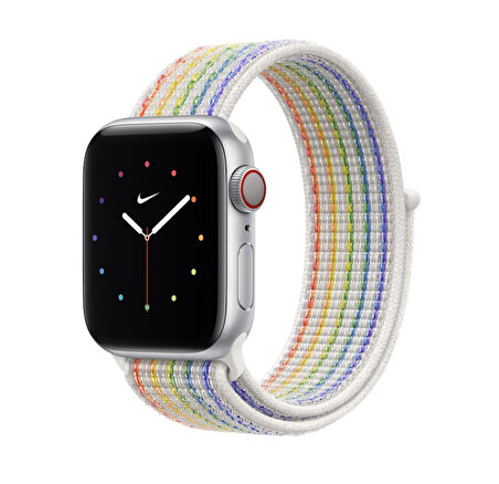 Apple Watch 42mm Uyumlu Kordon Hasır Örgü Cırt Cırtlı Terletmeyen Zore KRD-03 Kumaş Kayış Rainbow