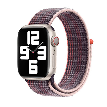 Apple Watch 42mm Uyumlu Kordon Hasır Örgü Cırt Cırtlı Terletmeyen Zore KRD-03 Kumaş Kayış Elder Berry