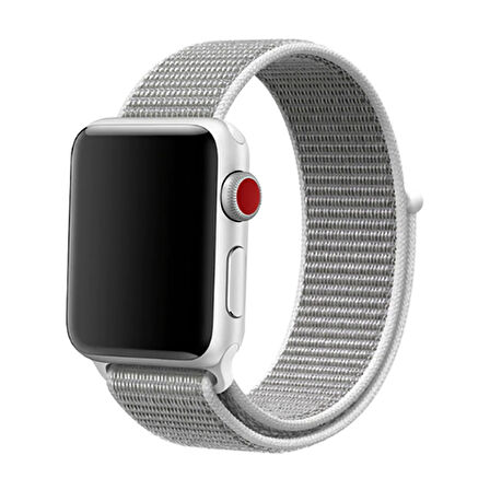 Apple Watch 40mm Uyumlu Kordon Hasır Örgü Cırt Cırtlı Terletmeyen Zore KRD-03 Kumaş Kayış 6-Sea Shell