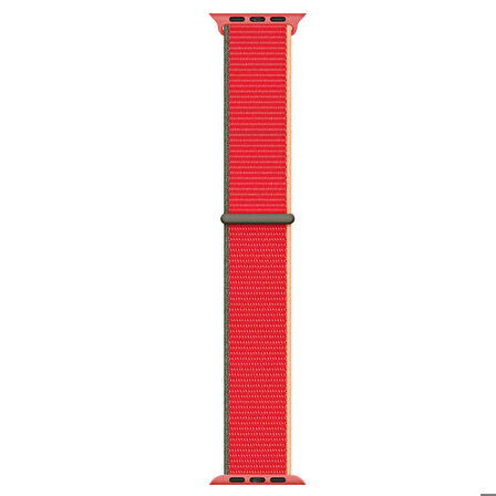 Apple Watch 40mm Uyumlu Kordon Hasır Örgü Cırt Cırtlı Terletmeyen Zore KRD-03 Kumaş Kayış 75-Strawberry