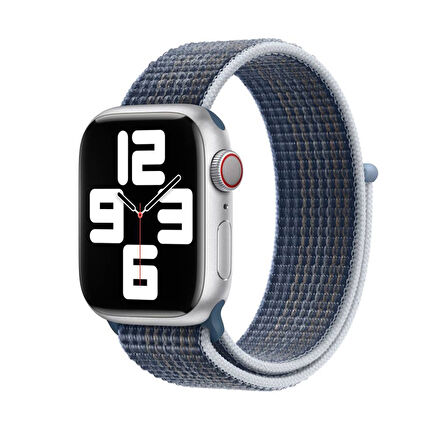 Apple Watch 38mm Uyumlu Kordon Hasır Örgü Cırt Cırtlı Terletmeyen Zore KRD-03 Kumaş Kayış Storm Blue
