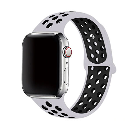 Apple Watch 42mm Uyumlu Kordon Silikon Esnek Yumuşak Delikli Spor KRD-02 Kayış NO33