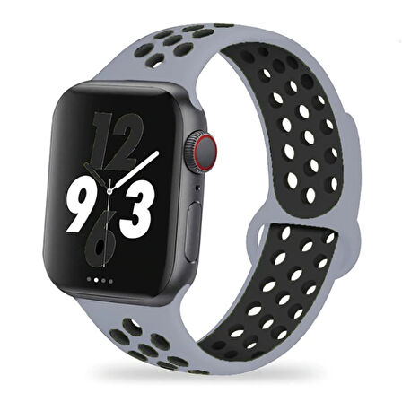 Apple Watch 40mm Uyumlu Kordon Silikon Esnek Yumuşak Delikli Spor KRD-02 Kayış NO46