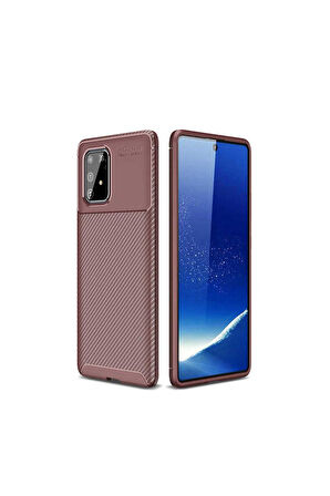 Samsung Galaxy A91 (S10 Lite) Uyumlu Kılıf Zore Negro Silikon Kapak Kahverengi