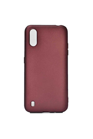 Samsung Galaxy A01 Uyumlu Kılıf Zore Premier Silikon Kapak Mürdüm