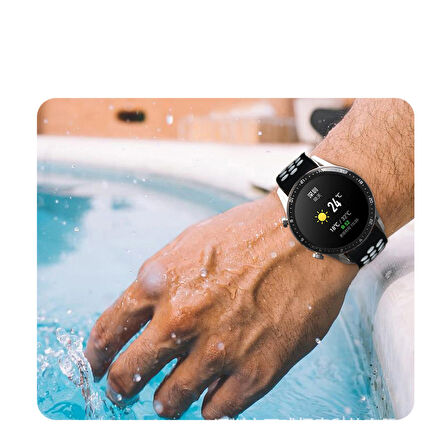 Samsung Gear S3 (22mm) Uyumlu Kordon Silikon Esnek Yumuşak Delikli Spor KRD-02 Kayış Siyah-Beyaz