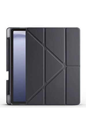 Samsung Galaxy Tab A9 Plus Uyumlu Kılıf Zore Tri Folding Kalem Bölmeli Standlı Kılıf Siyah