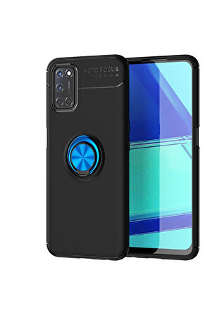 Oppo Reno Uyumlu A92 Kılıf Zore Ravel Silikon Kapak Siyah-Mavi