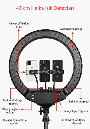 Zore RL-18 Işıklı Telefon Tutucu Ring Light