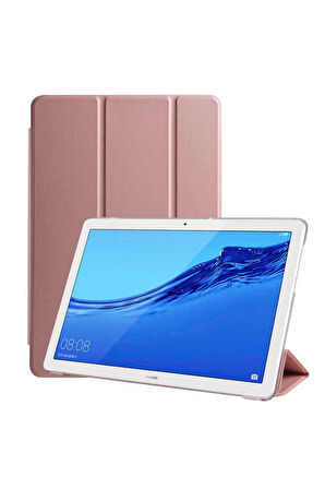 Huawei T5 10 inç Uyumlu Zore Smart Cover Standlı 1-1 Kılıf Gold