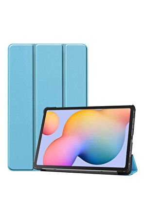 Samsung Galaxy Tab S6 Lite P610 Uyumlu Zore Smart Cover Standlı 1-1 Kılıf Mavi