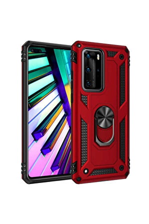 Huawei P40 Pro Uyumlu Kılıf Zore Vega Kapak Kırmızı