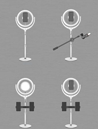 Zore F-537 30 Cm Işıklı Telefon Tutucu Ring Light Siyah