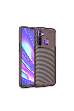 Realme 6İ Uyumlu Kılıf Zore Negro Silikon Kapak Kahverengi