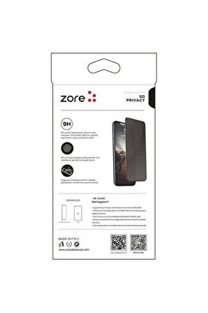 Oppo A91 Uyumlu Zore New 5D Privacy Temperli Ekran Koruyucu