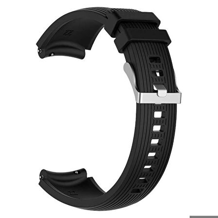 Samsung Gear S2 (20mm) Uyumlu Kordon Silikon Çizgili Spor Yumuşak KRD-18 Kayış NO8