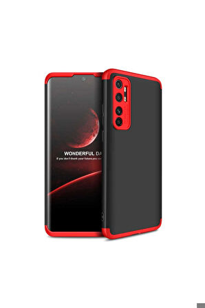 Xiaomi Mi Note 10 Lite Uyumlu Kılıf Zore Ays Kapak Siyah-Kırmızı
