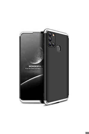Samsung Galaxy A21S Uyumlu Kılıf Zore Ays Kapak Siyah-Gri