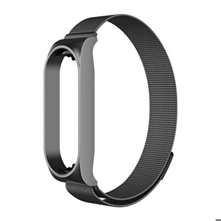 Xiaomi Mi Band 5 Uyumlu Kordon Hasır Metal Mıknatıslı Örgü Zore KRD-01 Kayış NO2