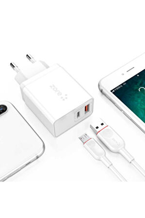 Zore XMac Serisi ZR-X2 Micro 2 in 1 Şarj Seti