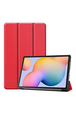 Samsung Galaxy Tab A7 10.4 T500 (2020) Uyumlu Zore Smart Cover Standlı 1-1 Kılıf Kırmızı
