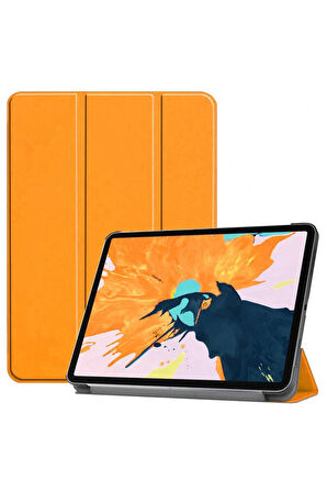 Apple iPad Air 10.9 2020 (4.Nesil) Uyumlu Zore Smart Cover Standlı 1-1 Kılıf Turuncu