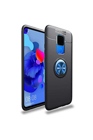 Huawei Mate 30 Lite Uyumlu Kılıf Zore Ravel Silikon Kapak Siyah-Mavi