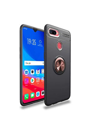 Oppo A12 Uyumlu Kılıf Zore Ravel Silikon Kapak Siyah-Rose Gold