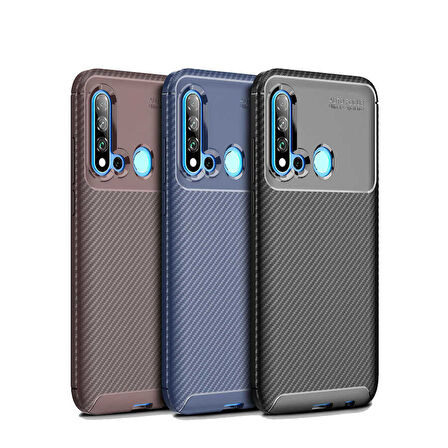 Huawei P20 Lite 2019 Uyumlu Kılıf Zore Negro Silikon Kapak Kahverengi