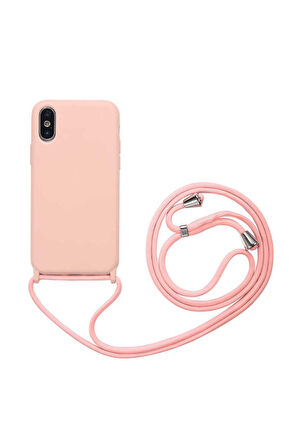 Apple iPhone X Uyumlu Kılıf Zore Ropi Kapak Pembe Açık