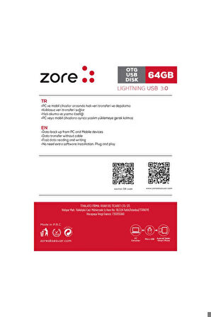 Zore 3.0 Lightning Metal OTG 64 GB